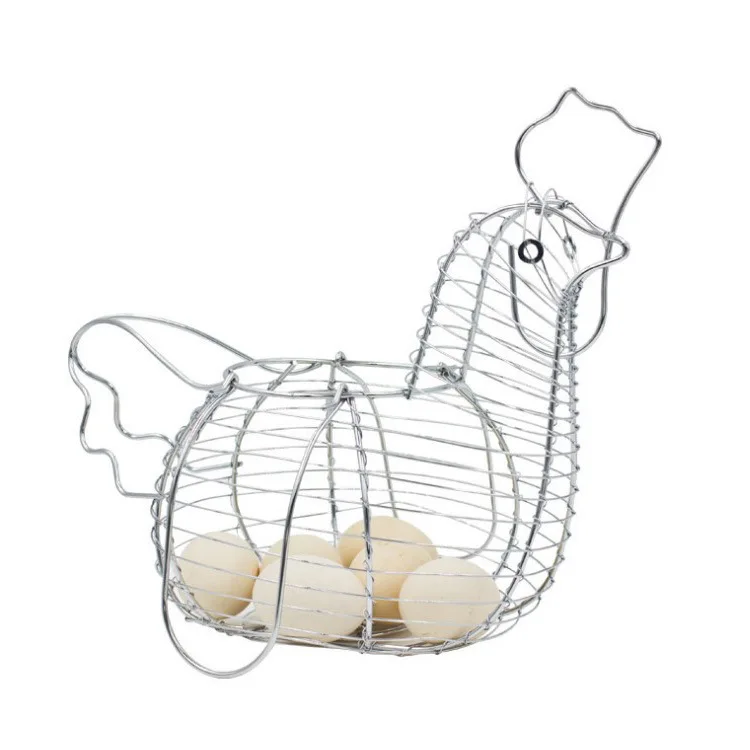 

Foreign Trade Export Storage Basket Hen Decoration Factory Direct Supply a Generation of Fat Fruit Basket Iron Wire Egg Basket