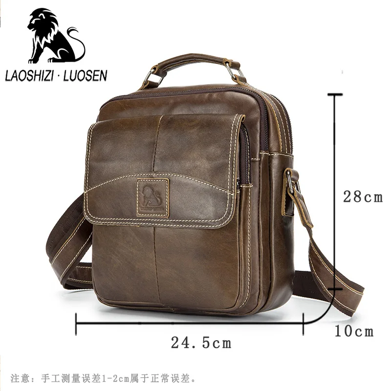 LAOSHIZI винтажная кожаная мужская сумка через плечо из натуральной кожи мужская сумка для отдыха из воловьей кожи
