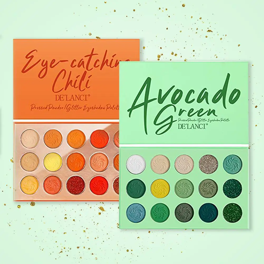 Eye Makeup Avocado Green Eye Shadow Palette 15-Color Matte Shimmer Glitter Makeup Cosmetic Long-lasting Eye Shadow