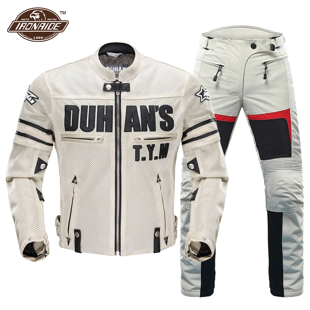 

DUHAN Motorcycle Jacket Men Motorcycle Armor Protector Pants Moto Cycling Jacket Motocross Chaqueta Summer Riding Clothes