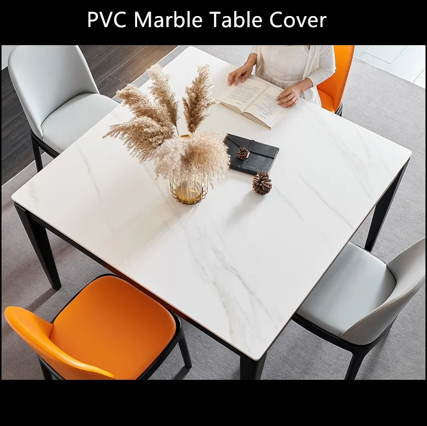 

Modern Brief Marble PVC Tablecloths Decorative Square Soft Glass Crystal Boards Table Mat Coffee Table Pad Tablecloth PVC Mats