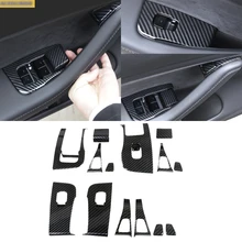 ABS углеродное волокно автомобильный подлокотник на внутреннюю сторону двери Кнопка Подъема Окна крышка комплект отделка автомобиля аксессуары для tesla модель 3