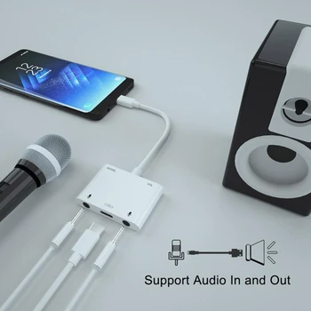 

Digital Music Audio Converter 3 In 1 Dual 3.5Mm Type-C Adapter Connector For Smartphones, Supports Voice Charger