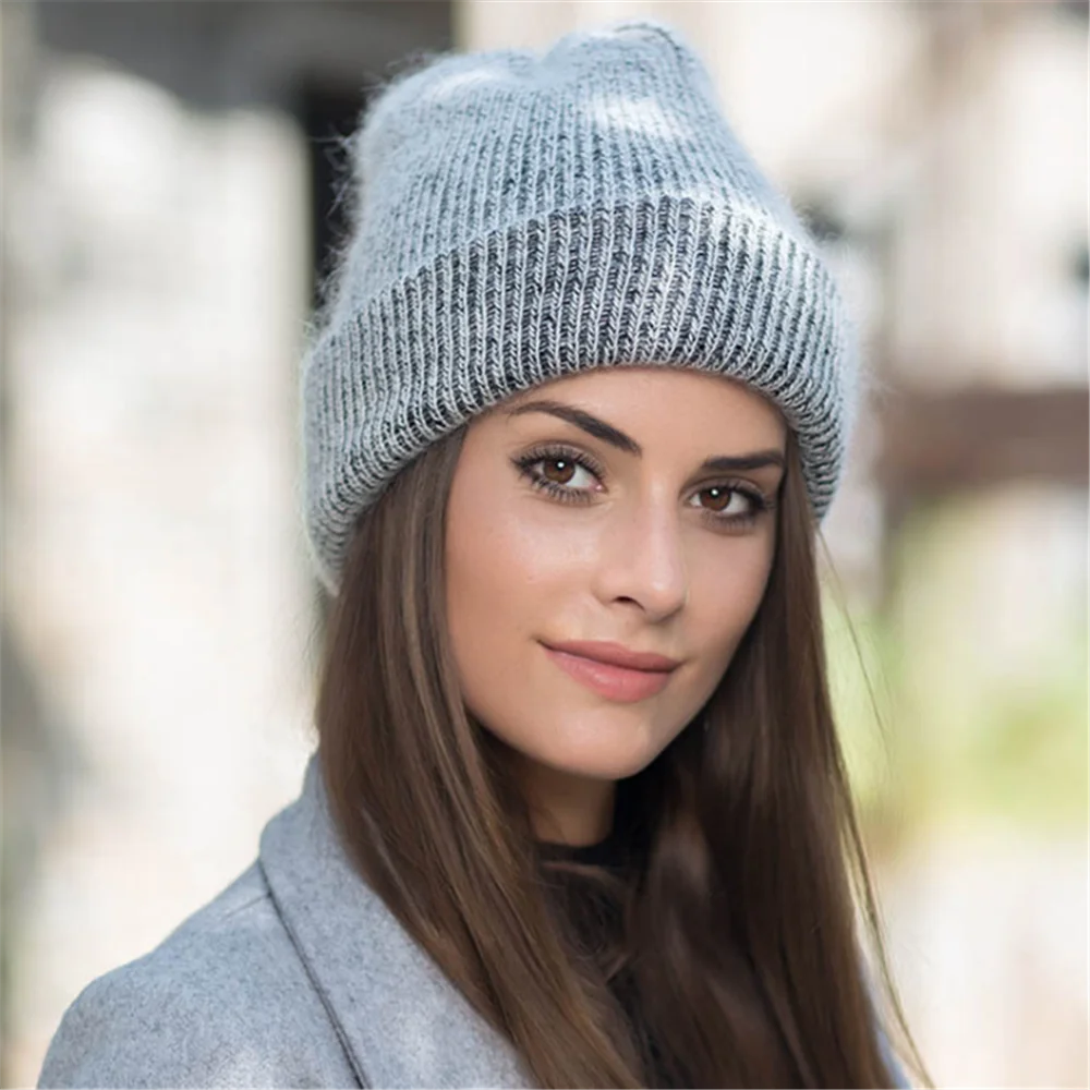 Шапка бини Женская-шапка Skullies из кроличьего меха теплая гравитационная женская зимняя простая НОВАЯ шапка