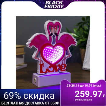 

Night light "Two flamingos" infinity effect 27xLED diodes pink from USB 20x15.5x4.5 cm 3877907