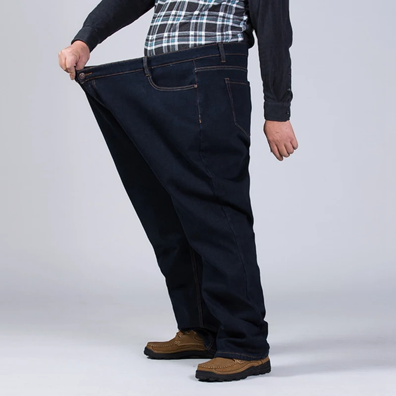 Winter plus size plus velvet thick jeans men fat people loose increase big size warm pants 52 50 48 high waist male large size