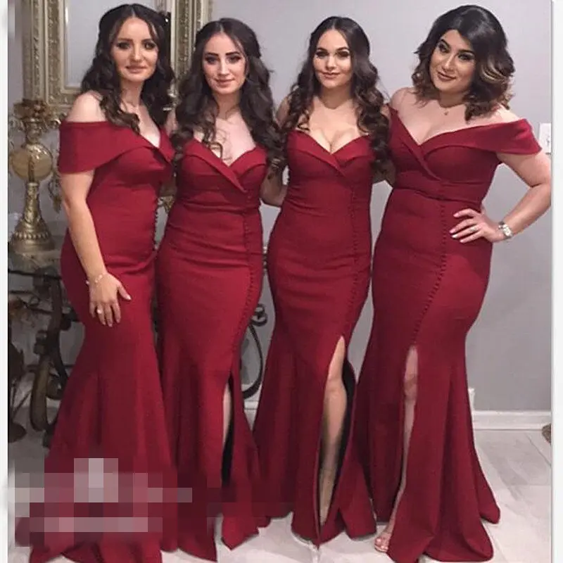 Платье подружки невесты Mrs win элегантное платье бордового цвета Vestido Madrinha до 50, сексуальное платье Русалочки для свадебной вечеринки для девочек HR054