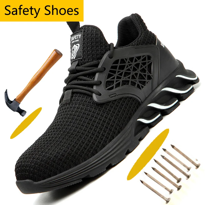

Anti-Smashing Steel Toe Safety Work Shoes Men Anti-Puncture Stylish Labour Footwear Work Shoes for Men Air Mesh Casual Shoes Men