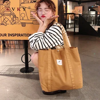 

Women Shopping Bags Grocery Simple Print Letter Fashion Large Capacity Casual Wild Canvas Cotton Ecobag Totes Bolsa Reutilizable