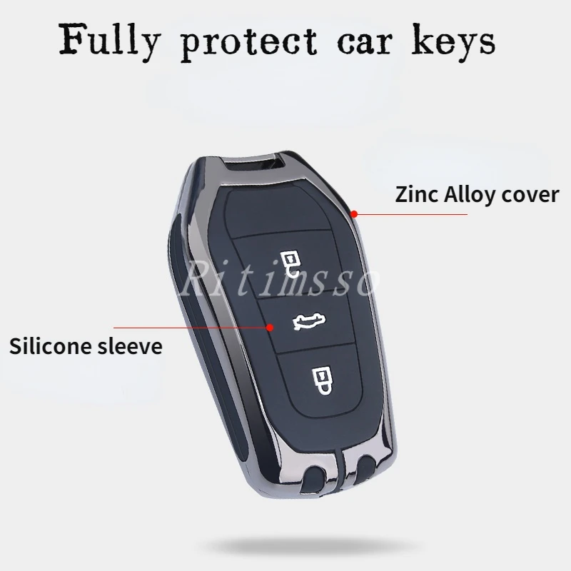 Zinc Alloy Car Key Case Full Cover for Peugeot 308 408 508 2008 3008 4008 5008 Citroen C4 C4L C6 C3-XR Smart Shell Accessories