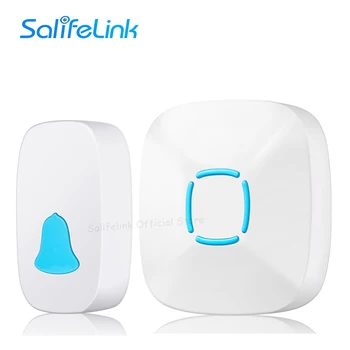 

Salifelink New Home Welcome Wireless Doorbell 200M Remote Waterproof Door bell LED EU US Plug Bell 36 Chimes 1 Button 1 Receiver