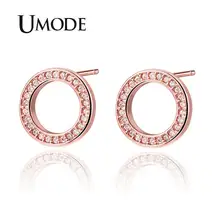 UMODE модные трендовые AAA+ серьги с цирконием кубической огранки для женщин корейские девушки новые маленькие шпильки розовое золото свадебные ювелирные изделия UE0531
