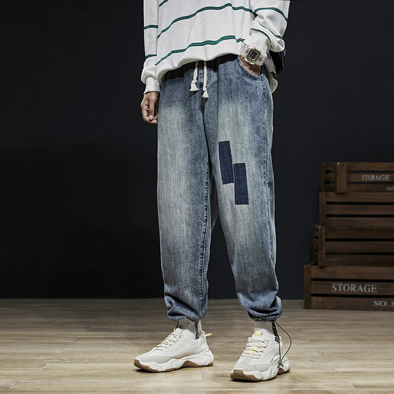 

Fashion Streetwear Men Jeans High Quality Loose Fit Slack Bottom Harem Jeans Men Big Size 28-42 Hip Hop Designer Jeans Homme