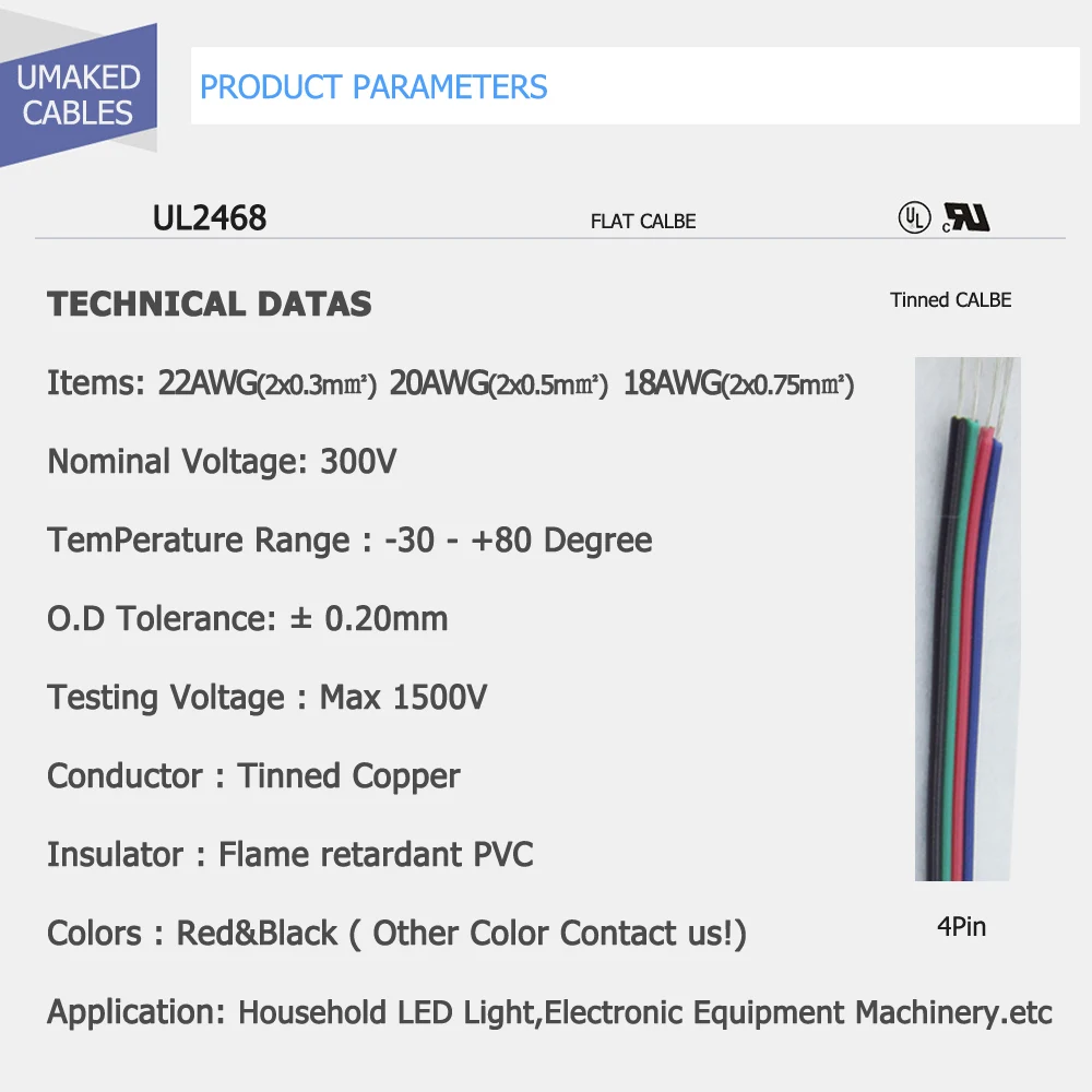 5 м 10 100 светодиодный кабель 22AWG 4Pin Луженая Медь RGB с ПВХ изоляцией проволока 2468