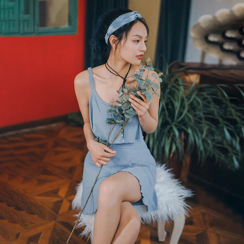 

New INS Wind Skirt Linkage Swimming Suit Slim and Slim Korean Small Chest Hollow-out Hot Spring Swimming Suit