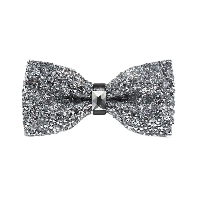 

Men Women Glitter Imitation Crystal Rhinestone Bow Ties Pre-Tied Sequins Adjustable Length Wedding Banquet Formal Party Necktie