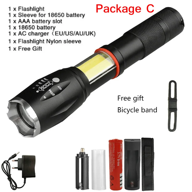 Litwod Z201005A светодиодный фонарик факел 8000LM CREE XML-L2/COB Многофункциональный фонарь светодиодной вспышкой светильник хвост магнит для верховой езды светильник - Испускаемый цвет: Option C