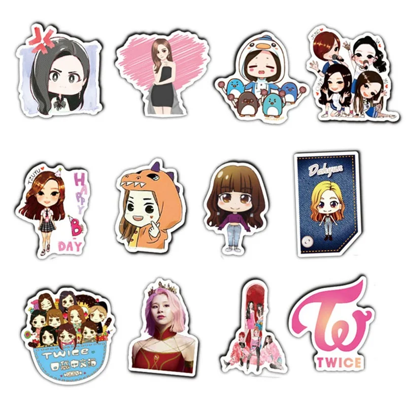 50pcs set twice cartoon kawaii stickers hot sale kpop twice girls team stickers album scrapbooking student stationery stickers assorted stickers aliexpress