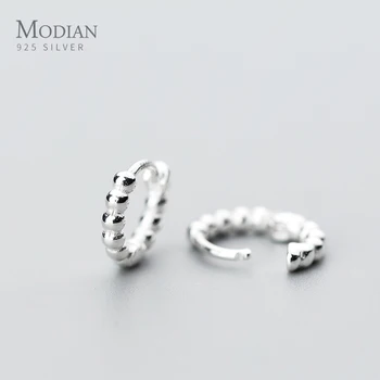 

Modian 100% Real 925 Sterling Silver Beads Fashion Brand Simple Hoop Earrings Charm Fine Ear For Women Sterling Silver Jewelry