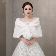 Elegant White Formal Party Evening Jackets Wraps Faux Fur Wedding Capes 2019 New Winter Women Bolero Wrap Winter Shawls In Stock