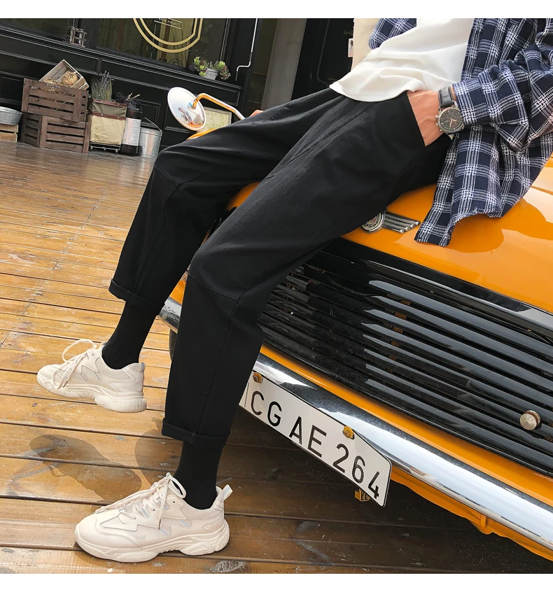 Nueva moda marca tide herramientas мульти-bolsa versión coreana de pantalones casuales japonesesFashion черный