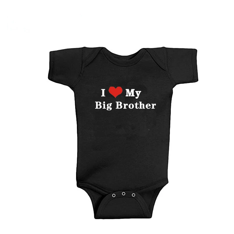 Футболки с надписью «I Love My Big Brother, детское боди для новорожденных, Одежда для маленьких мальчиков и девочек из хлопка для малышей, боди для малышей Комбинезоны Одежда для новорожденных - Цвет: Черный