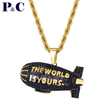

Hip hop iced out bling hot air balloon Cubic Zircon Necklaces & Pendants With Tennis Chain fashion Jewelry For Men Women Gifts