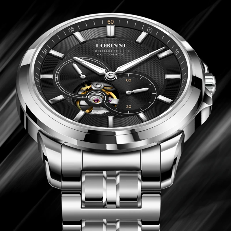 Japan MIYOTA Luxury Brand LOBINNI Automatic Mechanical Men's Waterproof Steel Wristwatches Fashion Design Male Watches