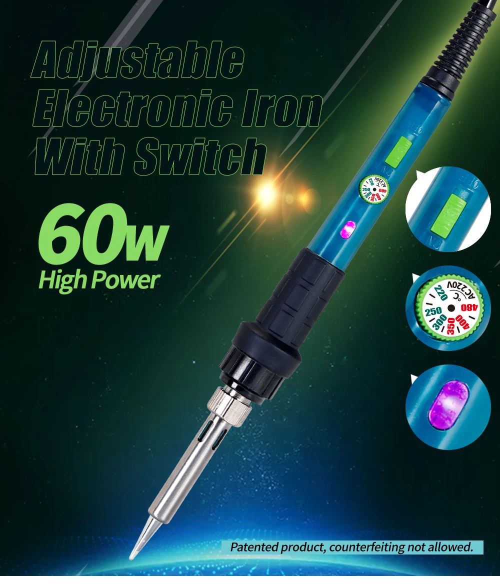 YIHUA 947-III Adjustable Soldering Iron 60W 110V 220V Electric Soldering Iron With Iron Tips Stand Welding Solder Rework electronics soldering kit