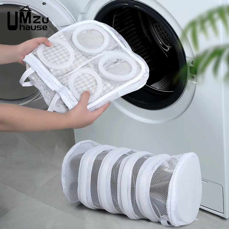 Shoes Laundry Bag Dirty Sneaker Socks Delicate Storage Mesh Zipper Cleaning Case Washing Machine Home Travel Portable Organizers