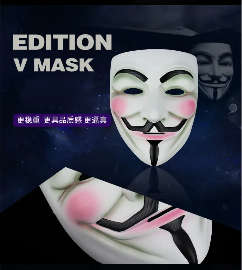 20 Lot Хэллоуин V for Vendetta» маска для взрослых костюм; Маска для косплея аксессуар анонимным фильм парень Fawke маскарад Вечерние страшная маска