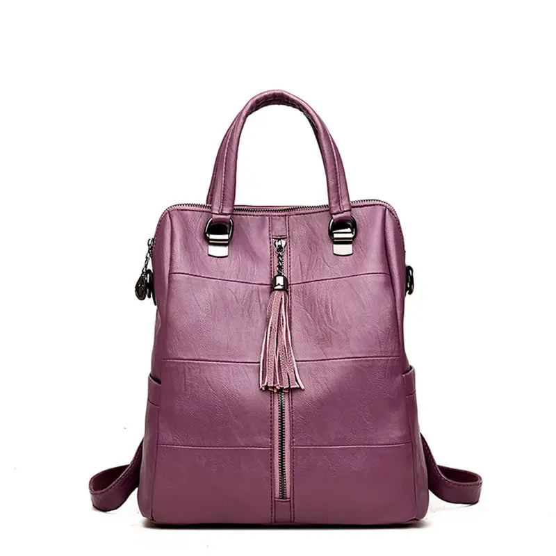 Taro purple 3-в-1 Для женщин кожаные рюкзаки классическая женская сумка Sac a Dos дамы Bagpack Сумки и рюкзаки, школьные сумки для девочек с элегантным дизайном - Цвет: Taro purple