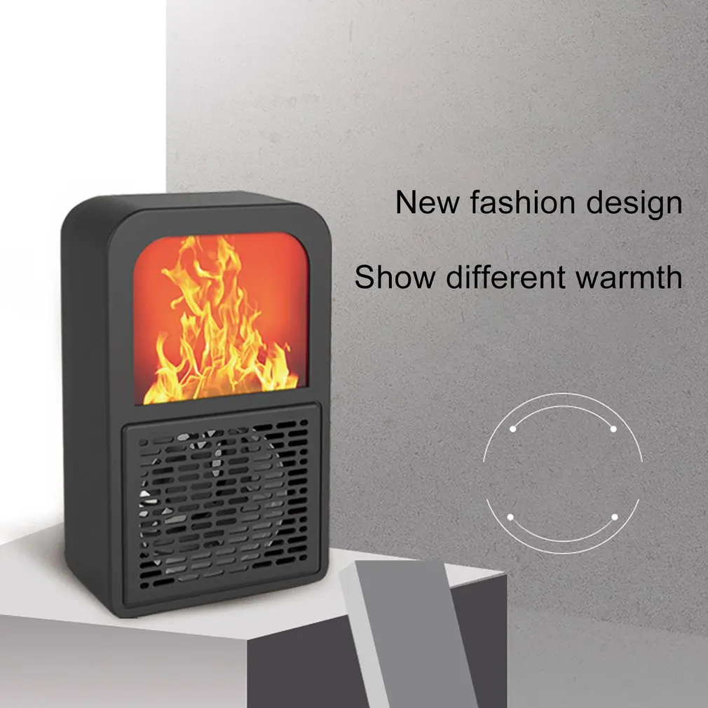 Creative Portable Fan Office Bedroom Electronic Fireplace Heater 3D Flame Heater Home Desktop Heater