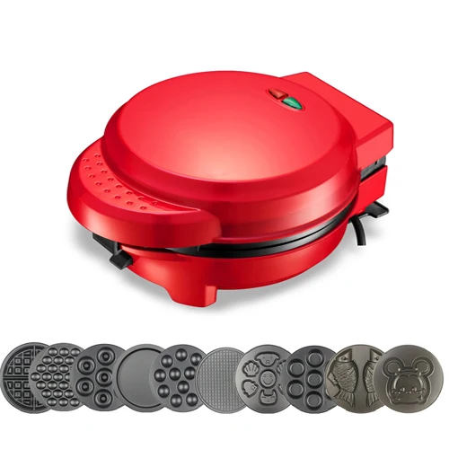 220v Red Главная DIY вафельница многофункциональная Яйцо ролл торт для булочек, вафель машина для приготовления яиц электрическая форма для выпечки Автоматическая форма 10 шт - Цвет: 220v Red
