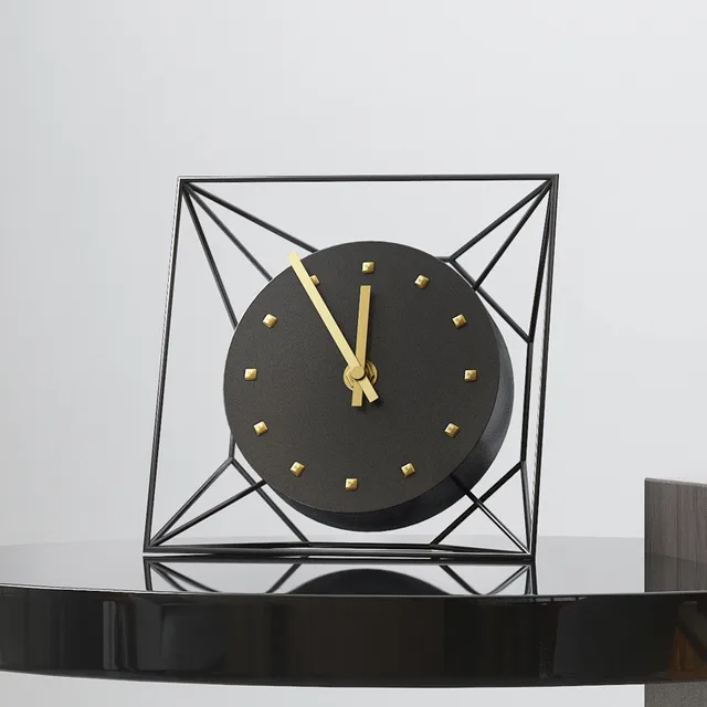 3D Metal Square Table Clock Desktop Decorative Minimal Cold Wind Mute Clocks Living Room Decoration Bedroom Study Home Decor 1