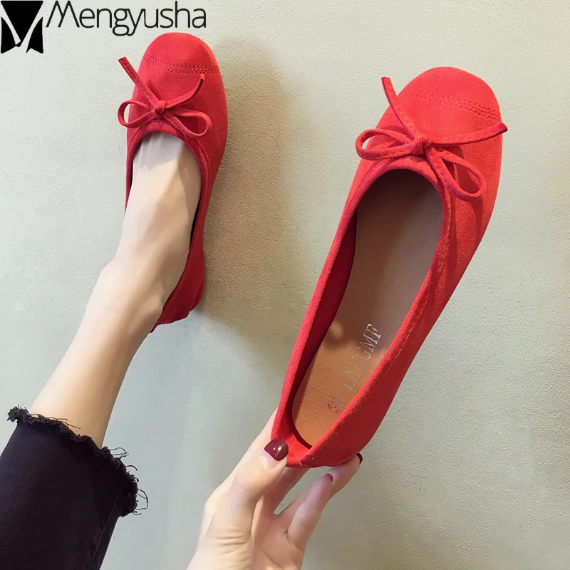 

Korean shallow bowknot women shoes flock comfy slip-on square toe flats solid all match brief casual loafers female new footwear