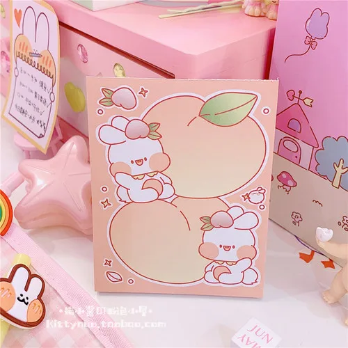 peach 60 листов/уп корейский милый кролик Memopads сообщение нелипкие Примечания Bookmarker школьные канцелярские товары Студенческая Канцелярия - Цвет: peach