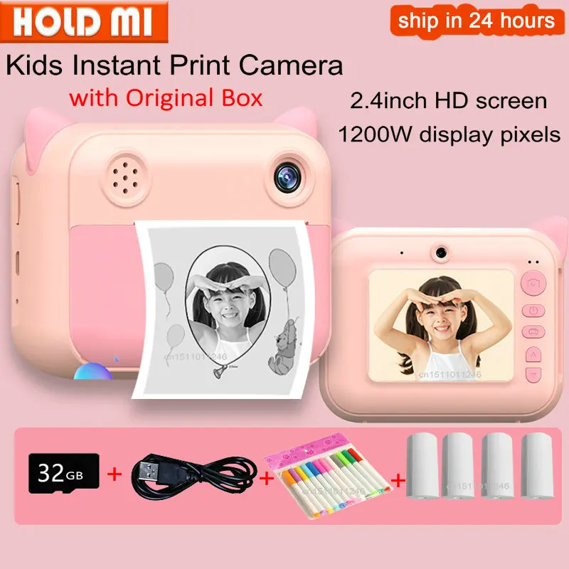 Kid Instant Print Camera Thermal Printing Digital Photo Girl's Toy Child Video Boy's Birthday Gift | Электроника