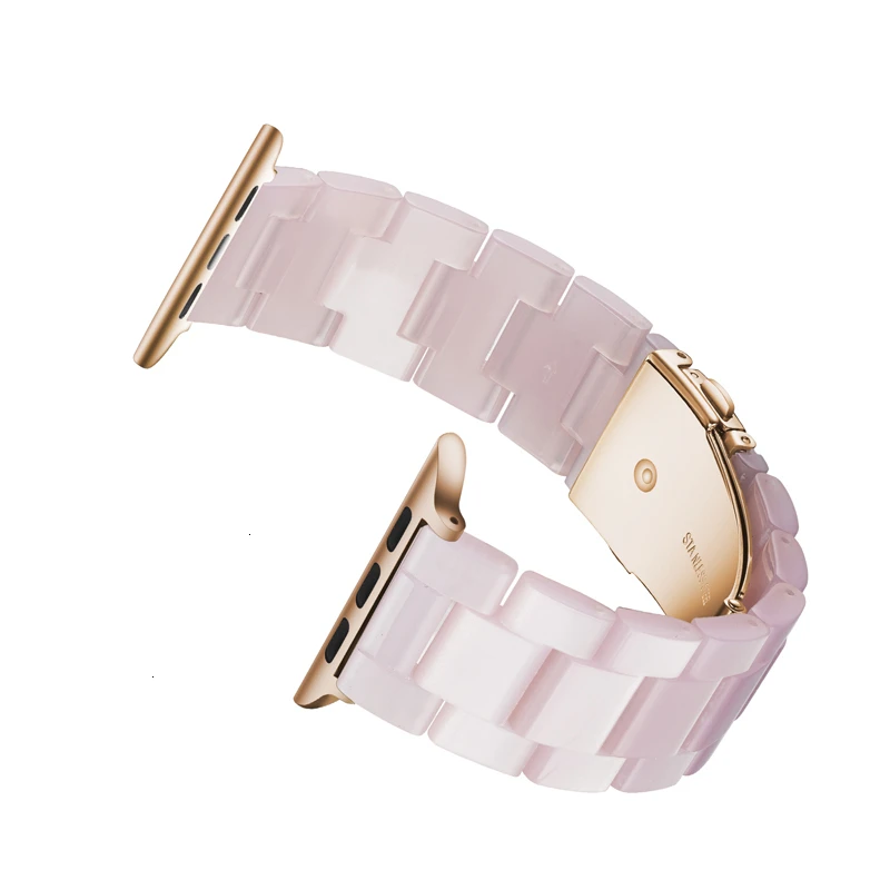 Ремешок из смолы для Apple Watch 44 мм, ремешок iwatch Series 5 4 3 2 1, аксессуары для наручных часов 42 мм, петля 38 мм, сменный Браслет 40 мм - Цвет ремешка: Pink