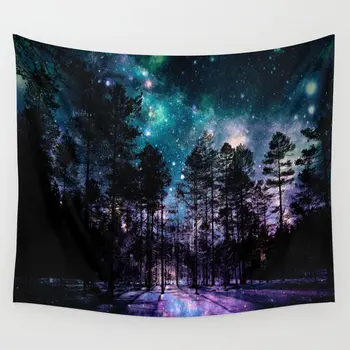 

Magical Night Forest Starry Sky Tapestry Wall Hanging Room Carpet Bedspread Beach Mat Tapestries Art Home Accessories