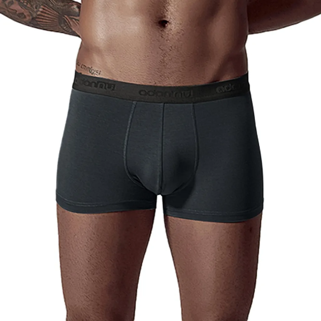 Male Underwear Elastic Wide Belt Men Underpant Solid Cotton Panties Model Boxer Sexy Plus Size Boxer#4