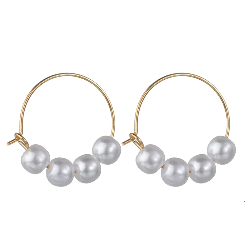 Bohemian Pearl Hoop Earrings 40mm 60mm 50mm Big Circle Earrings Basketball Brincos Loop Earrings For Women Jewelry Oorbellen