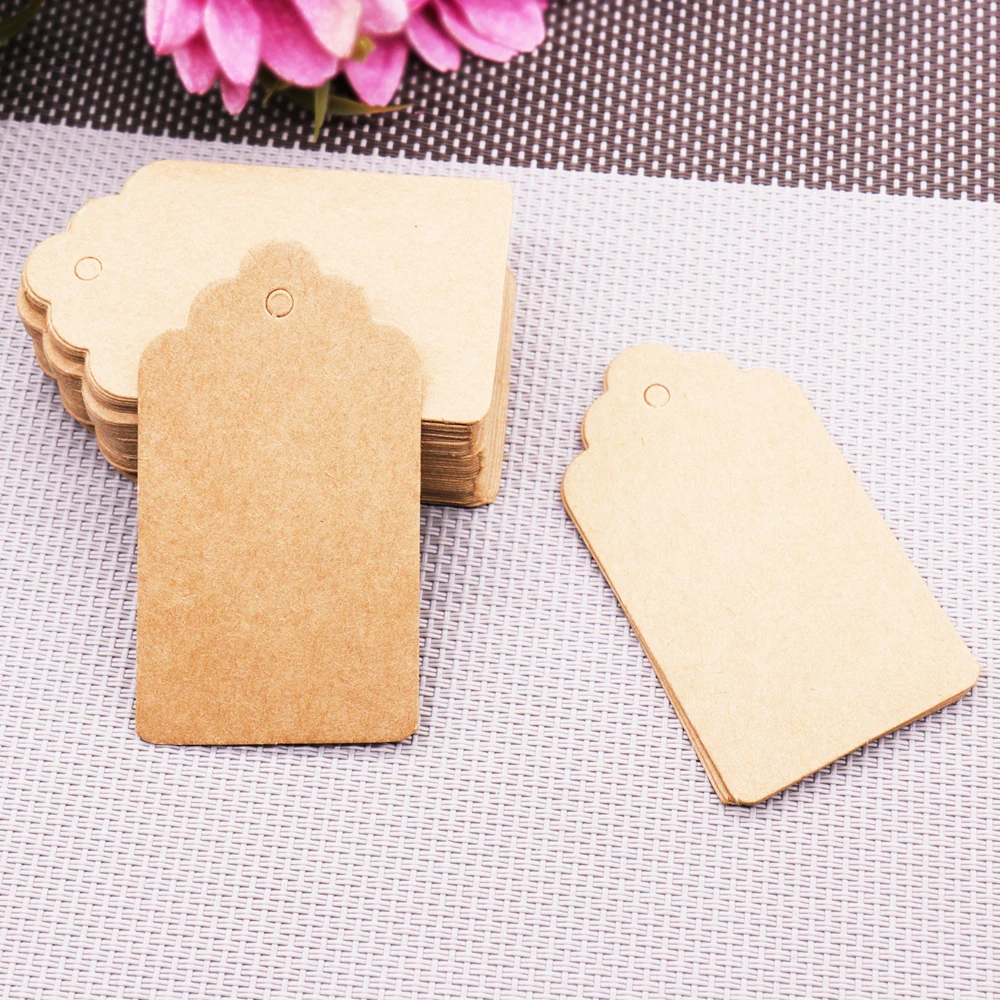 Kraft Paper Tag Gift Making Tags Price Wedding Scallop Label Blank Luggage  Christmas 