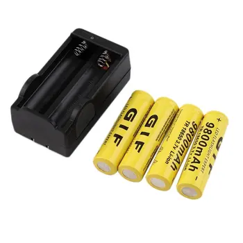 

4 PCS 18650 Battery 3.7V 9800mAh Rechargeable Li-ion Battery With Charger Safe Environmental Friendly For Flashlight