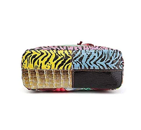 Women Multicolor tassel handbag Small Bag Genuine Leather Colorful Floral Shoulder Bag Cross body Mini Shopping Bag