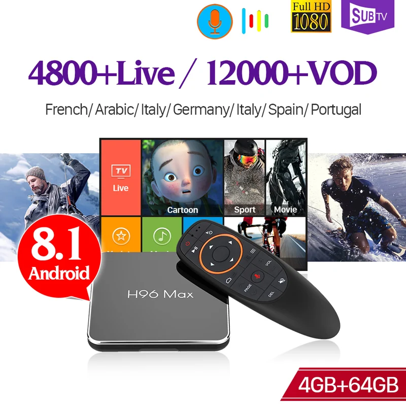 

IPTV France TV Box H96Max X2 Voice-control 4G 64G IPTV Subscription 1 Year SUBTV IPTV Arabic Belgium Spain Italy Andorid 8.1 Box