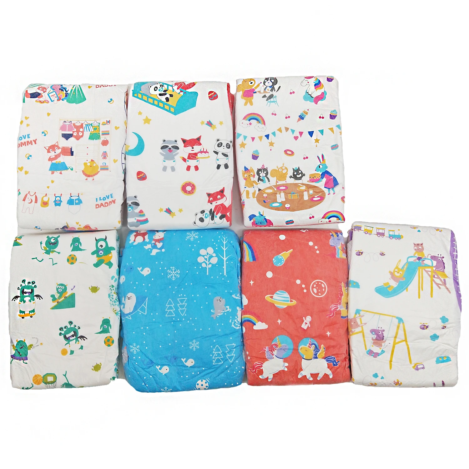 

TEN@NIGHT Rainbow Weekly Diaper ABDL Panda Pattern Extra Large Size Christmas Diaper Stretchy Waist DDLG Diaper 7pcs In A Pack