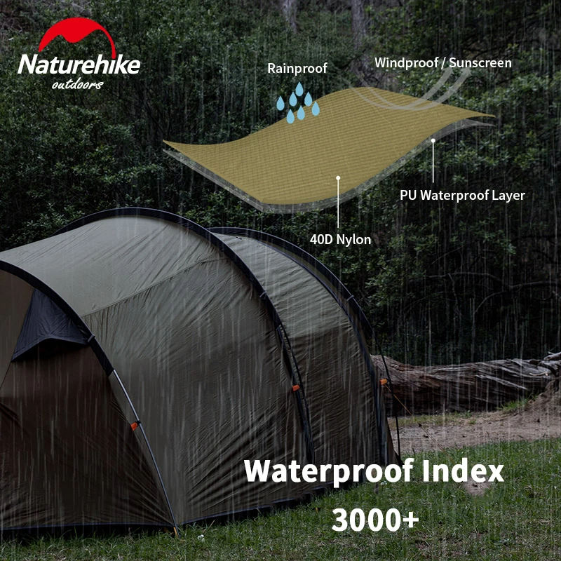 Naturehike Cloud Tourer Сверхлегкий туристический мотоциклетный двойной палаточный тент для отдыха на открытом воздухе, защищенный от дождя и ветра, для кемпинга, 2 палатки