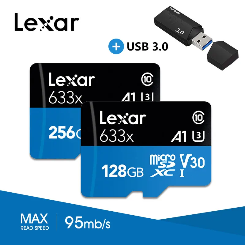 Lexar, 256 ГБ, Micro SD карта, 128 ГБ, карта памяти, высокая скорость до 95 м/с, 64 ГБ, класс 10, 633x, TF карта, 32 ГБ, флеш-карта