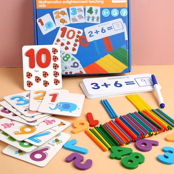 

Wooden Counting Sticks Cards Developing Intelligence Hands-on Ability Kids Preschool Math Learning Early Educational Toys